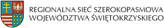 Herb Województwa Świętokrzyskiego z napisem Regionalna Sieć Szerokopasmowa Województwa Świętokrzyskiego